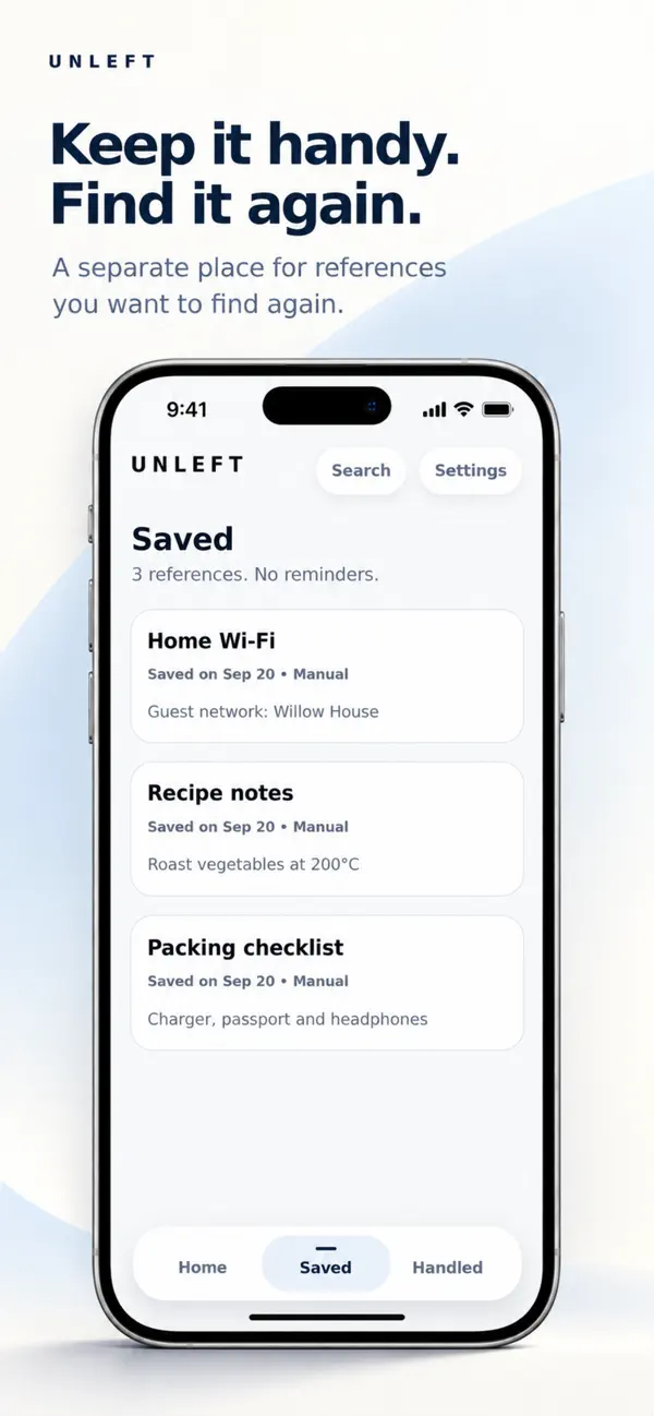 Unleft Saved screen with references kept together